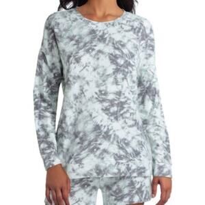 H HALSTON STUDIO
Crew Neck Long Sleeve Sweatshirt In Tonal Tie Dye Aqua grey